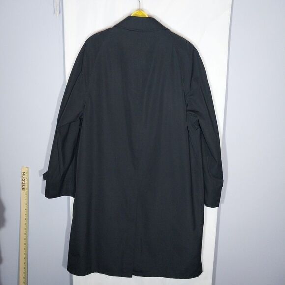 Vtg 70's Plymouth Of Boston Trench Coat Sz 38 (M) Black Zip Out Fleece Liner - Picture 4 of 9